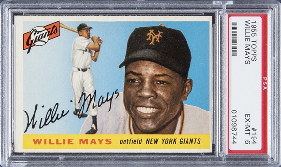 1955 Topps #194 Willie Mays - PSA EX-MT 6